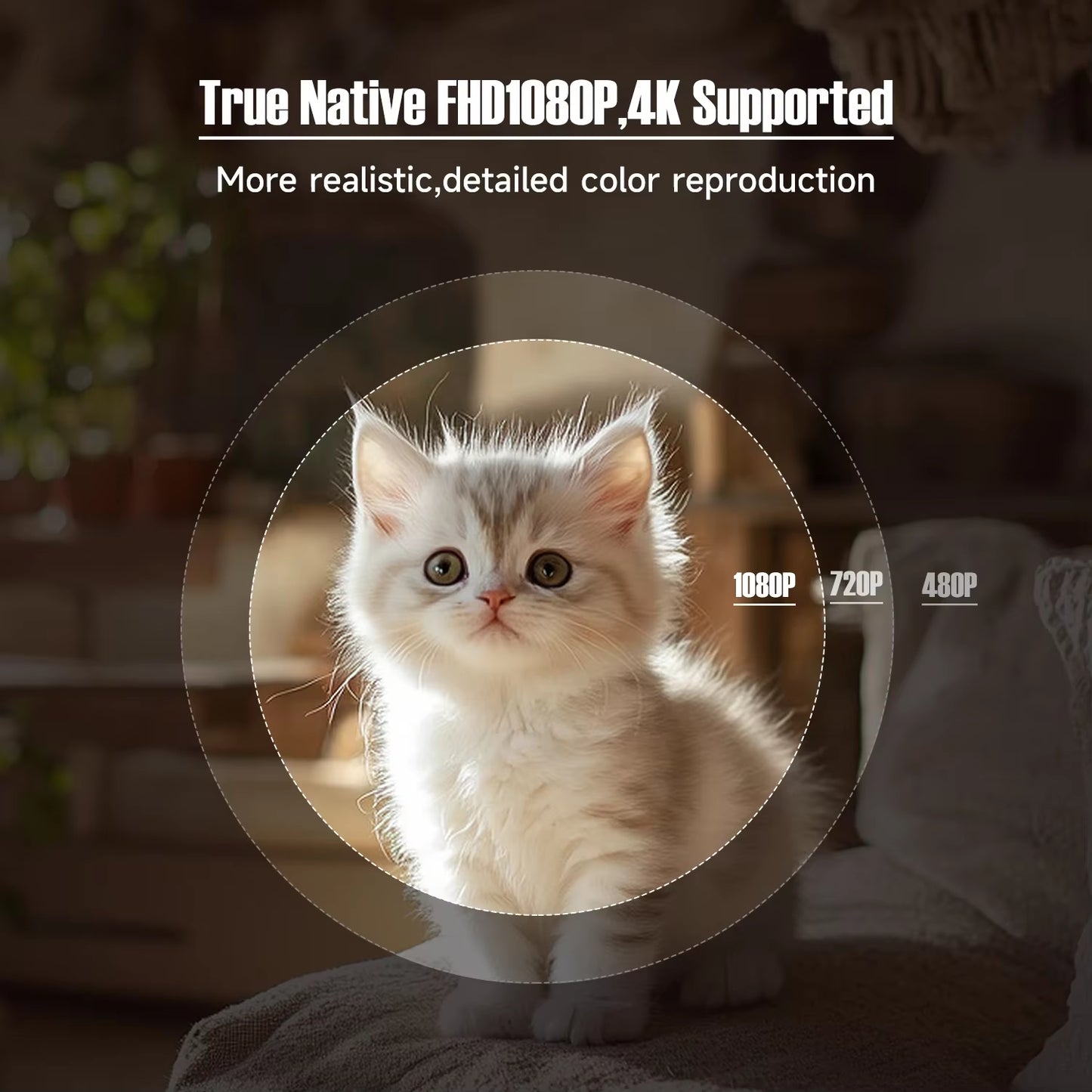 Native 1080P 650ANSI 4K Android 11 L018 360° Projector with Auto Keystone Focus Air Mouse Wifi6 BT5.2 Portable