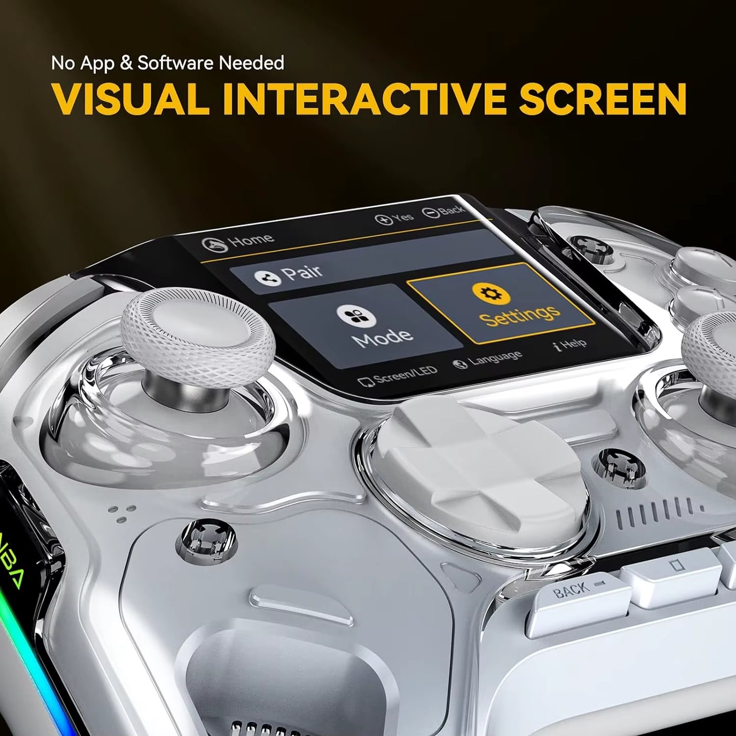 Interactive Wireless Gaming Controller: Hall Effect Stick, RGB Light, 1800Mah, Charging Dock for Switch/Pc/Ios/Android
