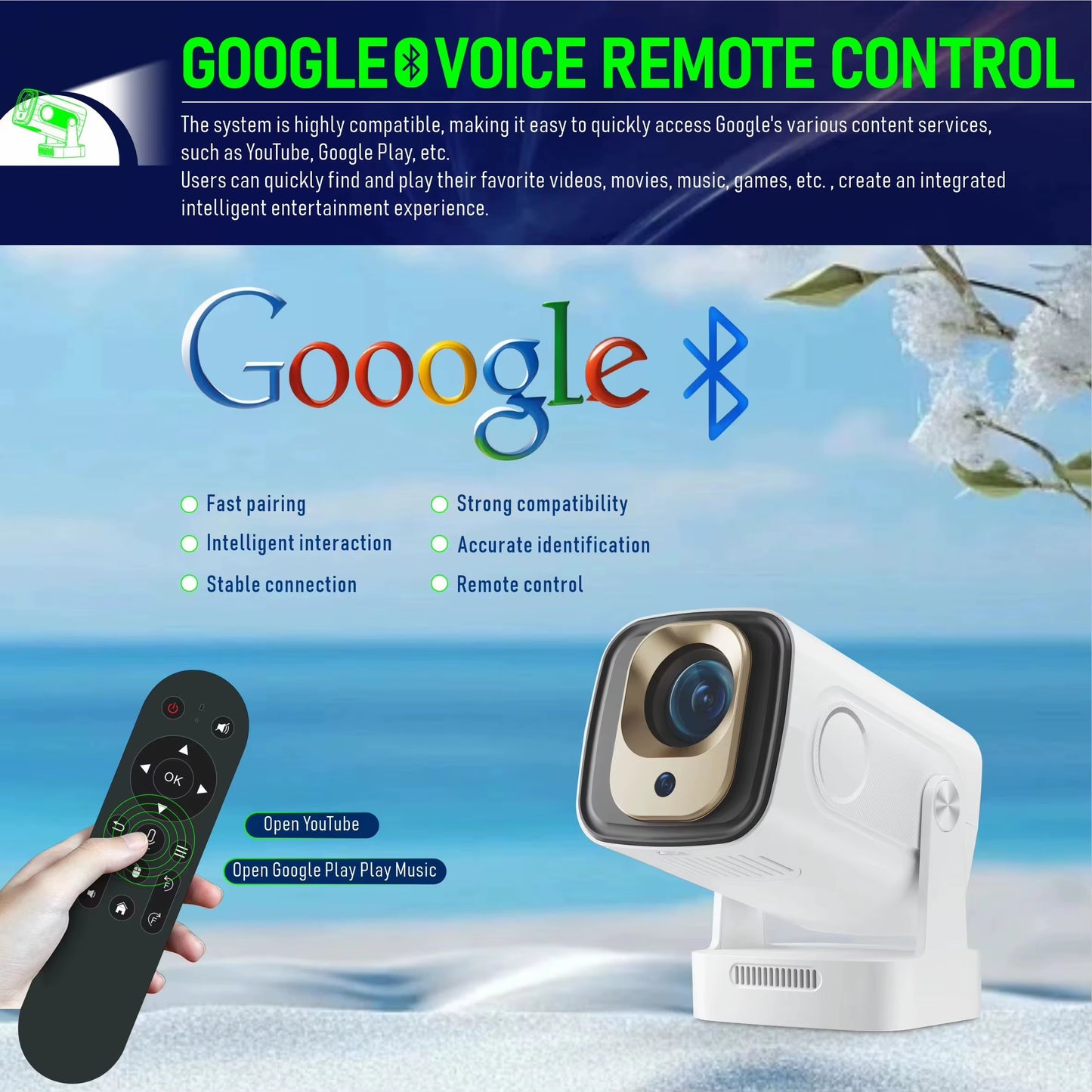 Smart Projector HY260 PRO Android 11 Projector 4K Native 1080P Auto Focus Native 330ANSI Dual Wifi BT5.4