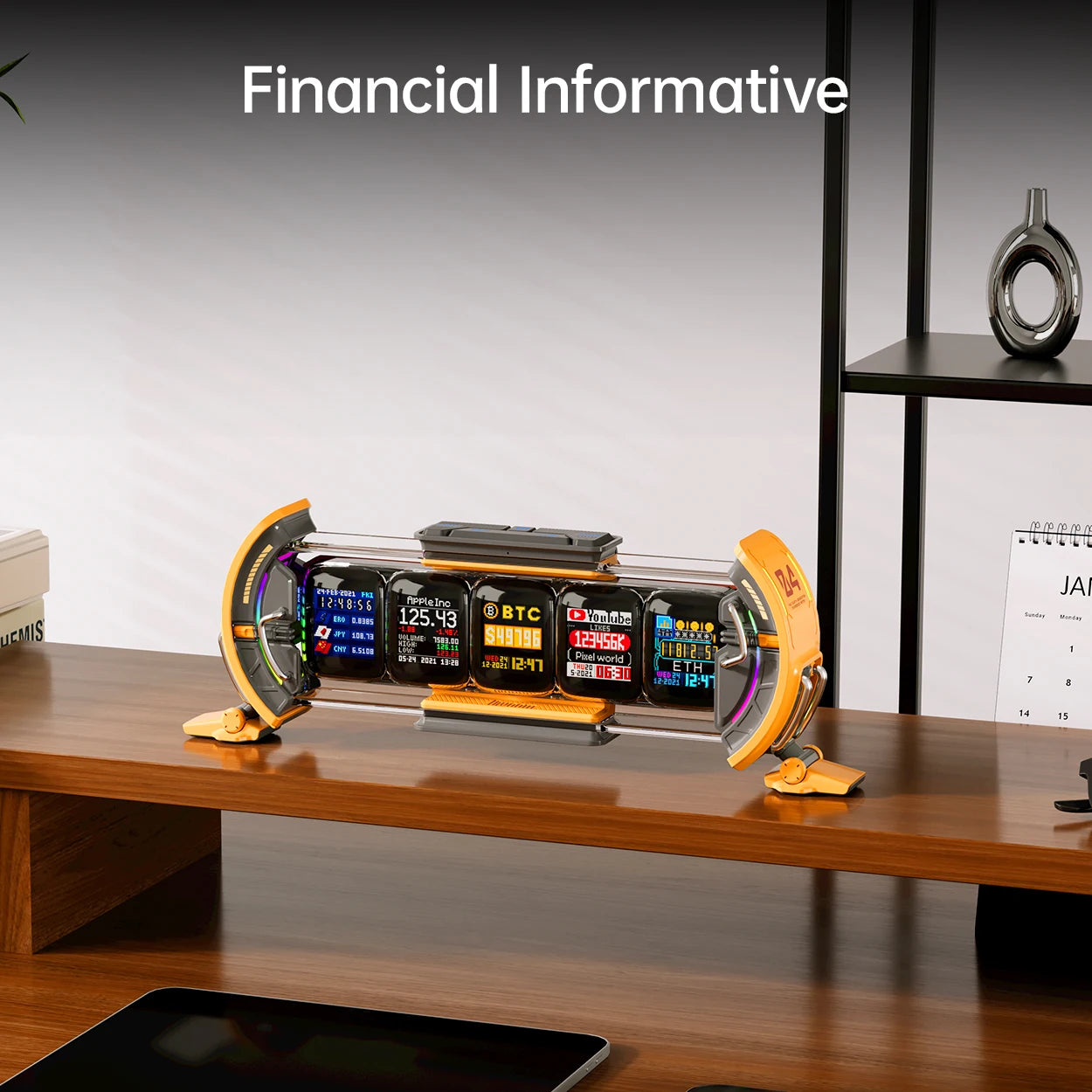 Times Gate Gaming Room Setup Digital Clock with Smart APP Control, Wifi Connect, RGB LED Display