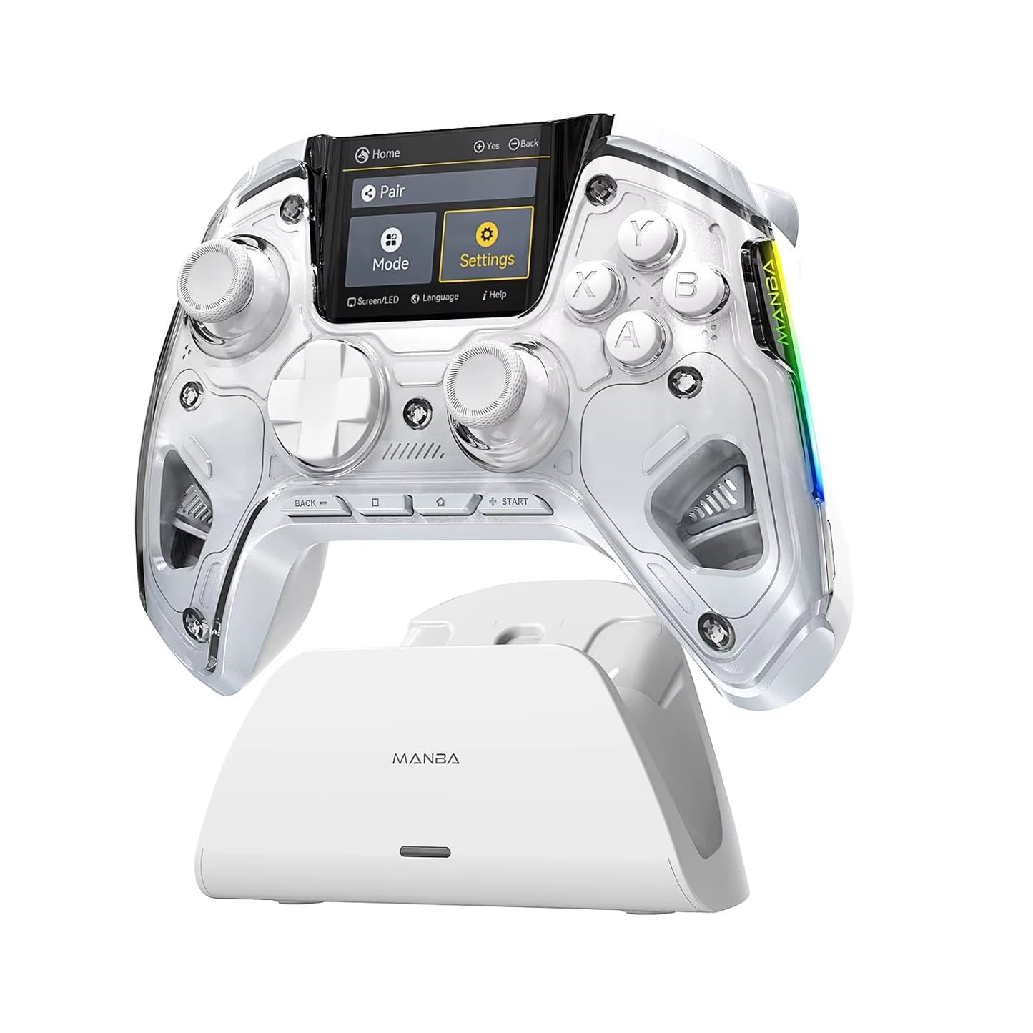 Interactive Wireless Gaming Controller: Hall Effect Stick, RGB Light, 1800Mah, Charging Dock for Switch/Pc/Ios/Android