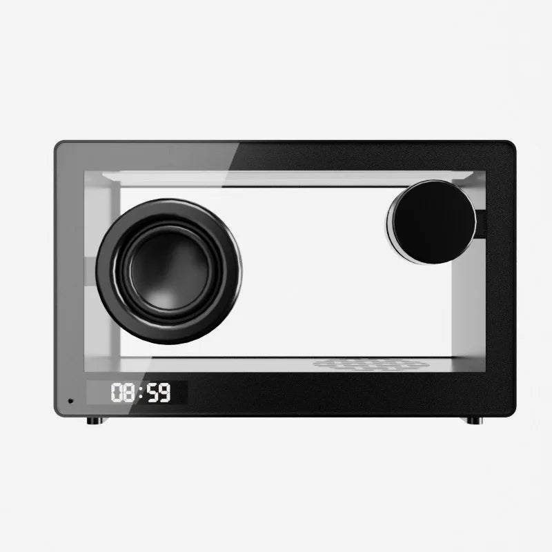 Vintage transparent Alarm Clock , Hifi Soundbar Wireless Bluetooth Speaker