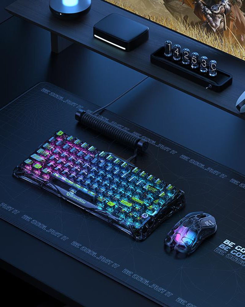 Gravastar Mercury K1 Lite Mechanical Gaming Keyboard ,Transparent Black