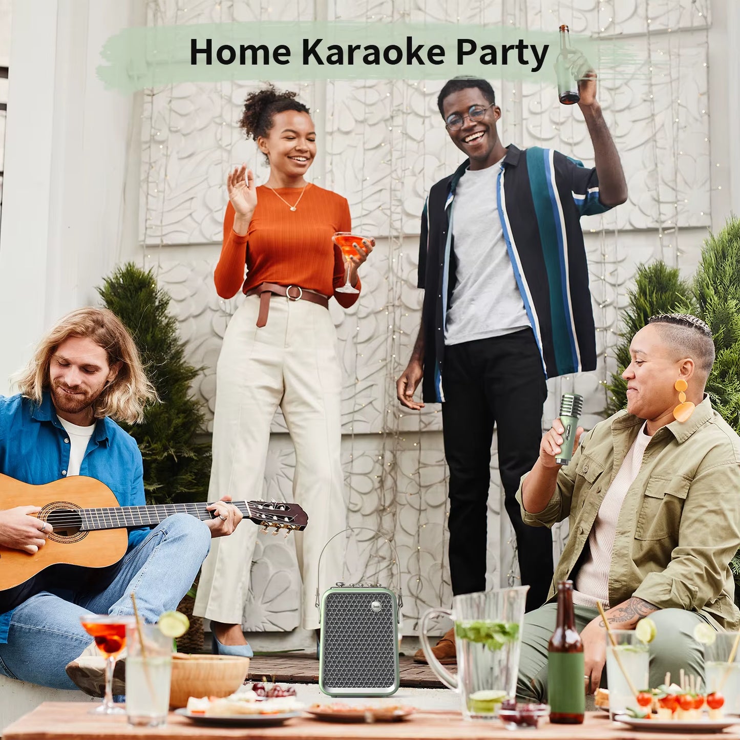 Songbird-Hq Portable Bluetooth Speaker 50W Powerful Sound with Karaoke Microphone Voice Change Mode