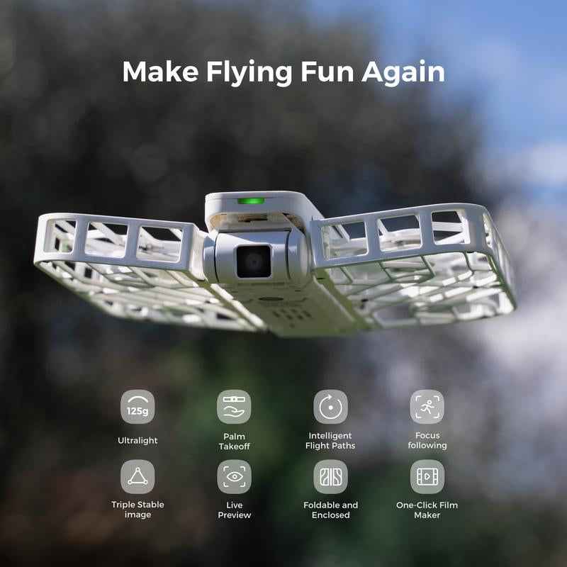 Hoverair X1 Pocket-Sized Self-Flying Camera - Lightweight Quadcopter with 5 Pre-Programmed Flights Foldable Design and 12-Month Warranty Portable Electronic Handbag Mechanical Recording Drone
