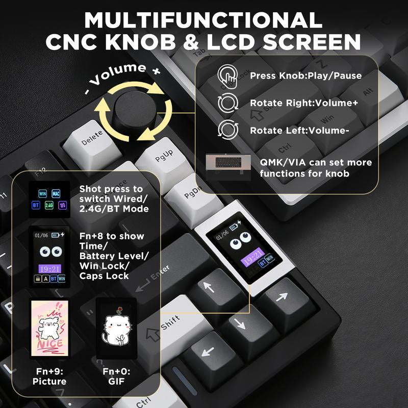 YUNZII AL80 Wireless Mechanical Keyboard, Full Aluminum CNC