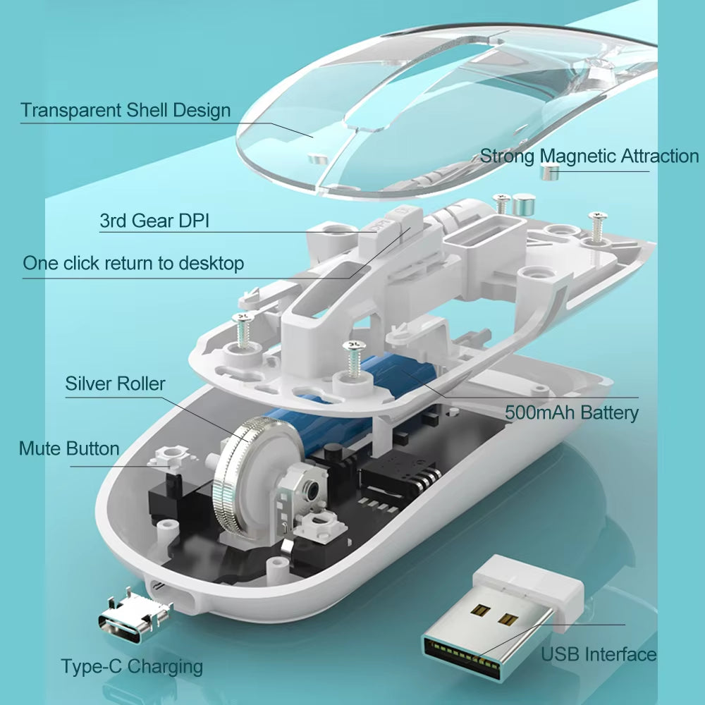 Transparent Wireless Mouse Dual Mode