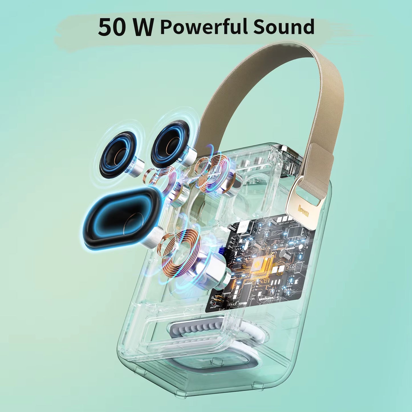 Songbird-Hq Portable Bluetooth Speaker 50W Powerful Sound with Karaoke Microphone Voice Change Mode