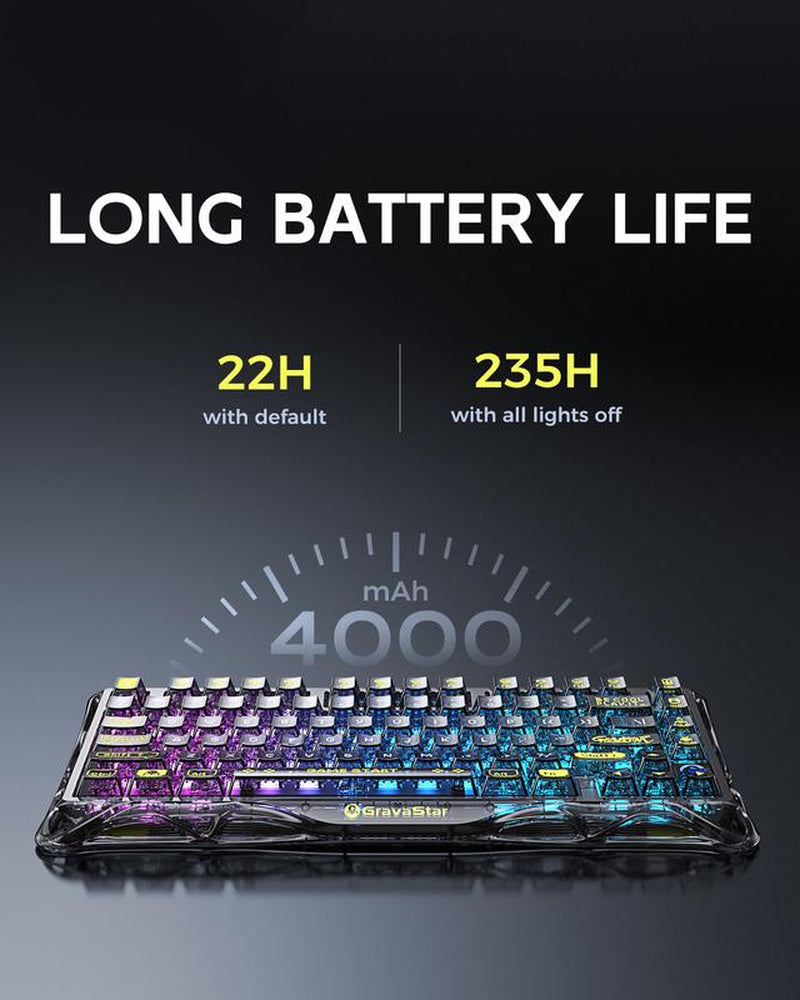 Gravastar Mercury K1 Lite Mechanical Gaming Keyboard ,Transparent Black