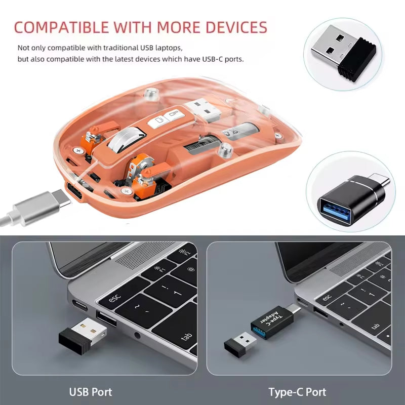 Transparent Wireless Mouse Dual Mode