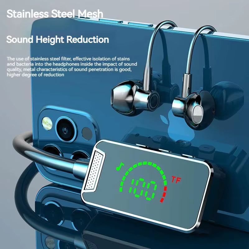 24H Play Time Stereo Sound Bluetooth Earphones LED Display Earbud Wireless Headphones Sports Waterproof Neckband Headset