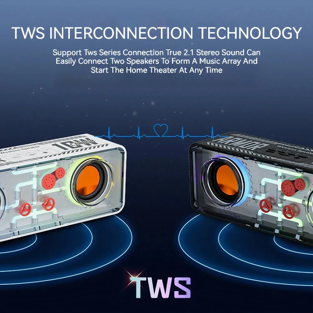 1PC Punk Style Dual Speakers Transparent  (TWS Bluetooth)