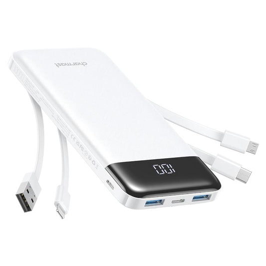 Charmast Ultra-Slim 10000Mah Portable Charger with Built-In Cables