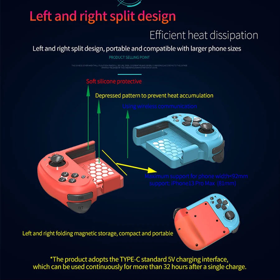 Mocute 061 Wireless Gamepad Wireless Left Right Split Game Controller Bluetooth Gaming Joystick for Android for IOS for PC