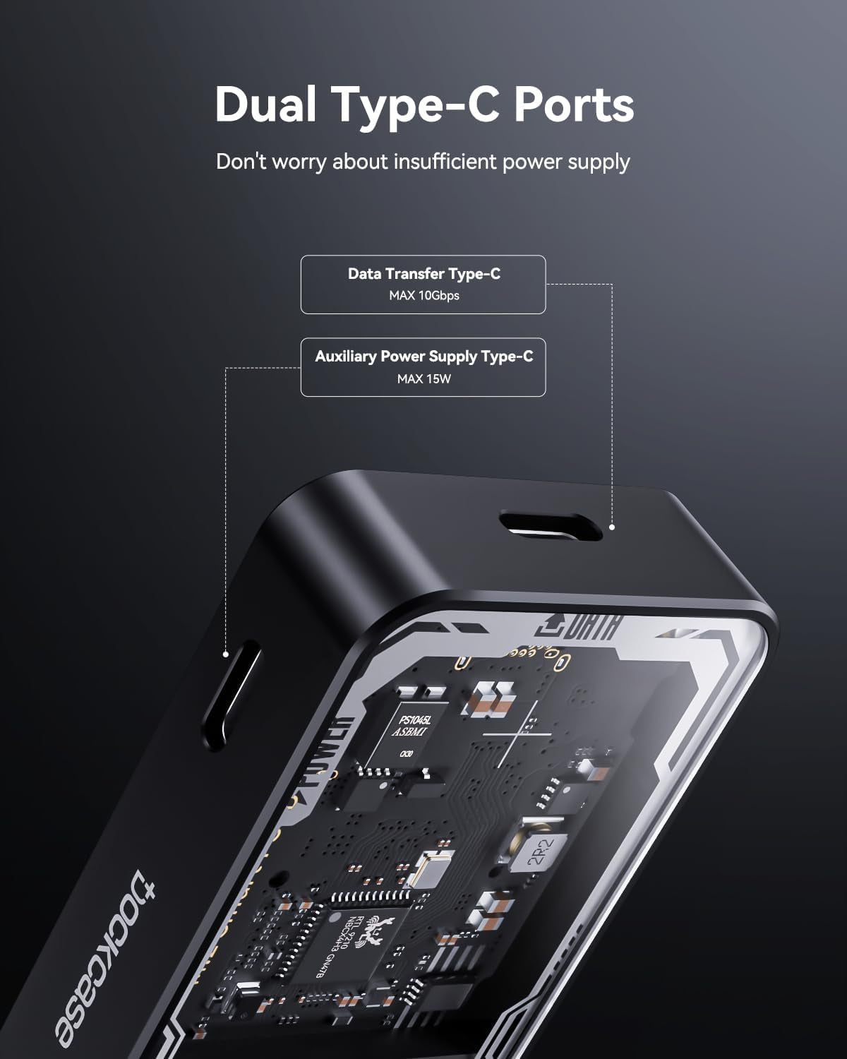 Explorer Edition Smart SSD Enclosure -10S Power Loss Protection, Nvme M.2 Enclosure Real-Time SSD Health Detection, Dual Type-C Ports USB-C 3.2 (10Gbps) 