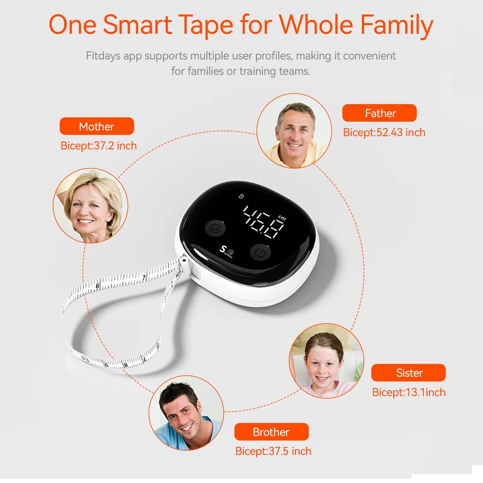 Fitdays Smart Body Tape Measure - Fitdays APP Monitoring 