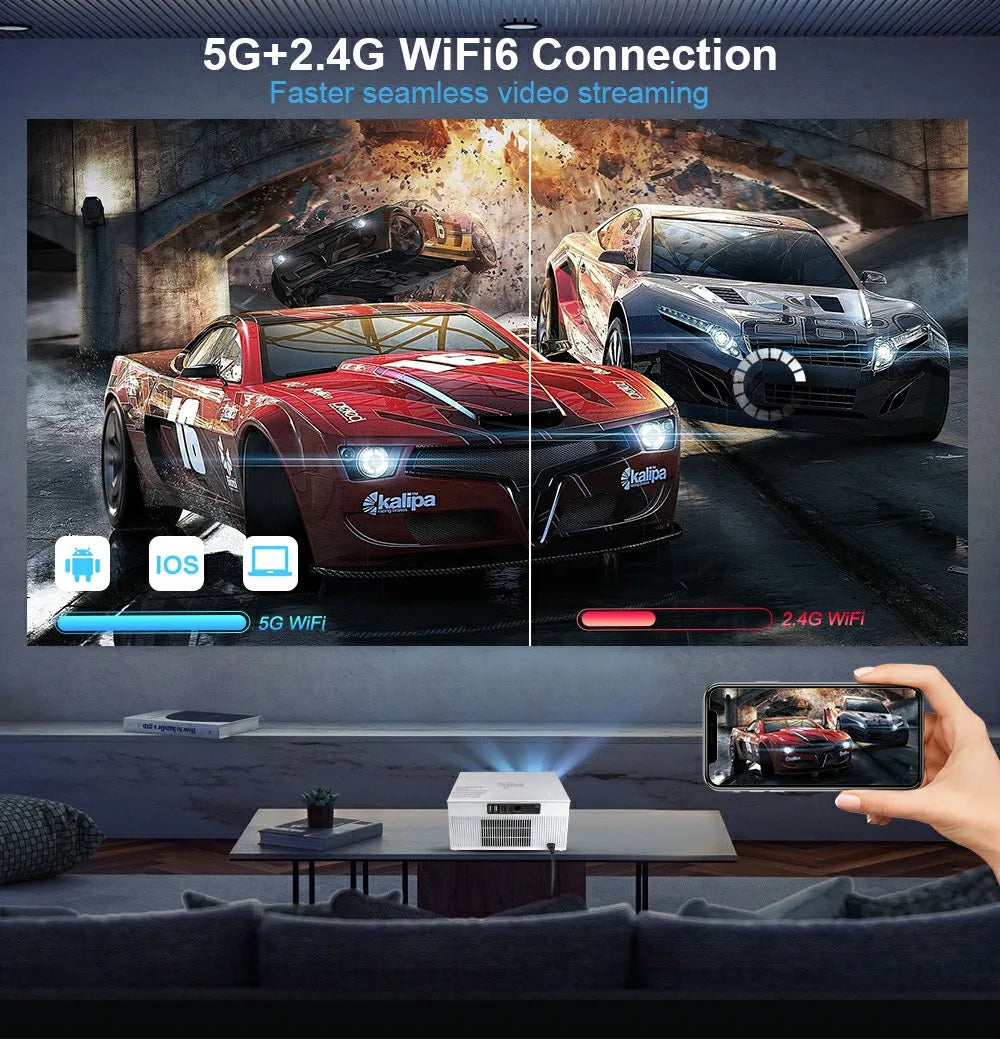 Portable Projector TDA7W Android 13 Wifi for 2K 4K Full HD 1080P 3D Projetor Home Cinema Video Beam Projector 2G 32G
