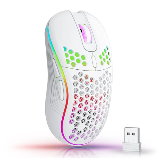 2.4G Wireless RGB Lighting Charging Mouse with Adjustable DPI Ergonomic Honeycomb