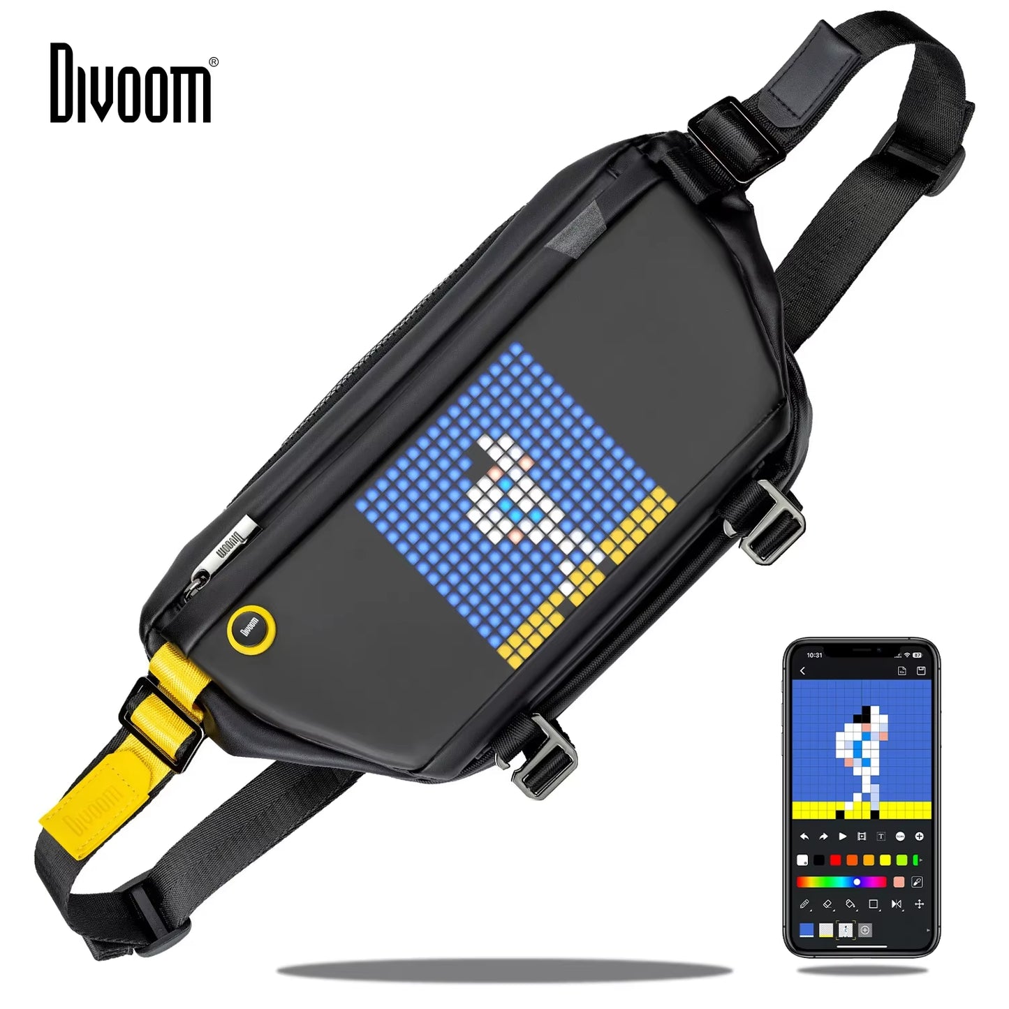Divoom Waterproof Sling Bag Customizable Pixel Art 