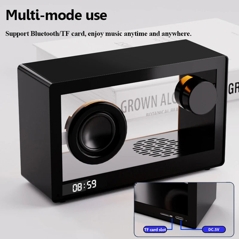 Vintage transparent Alarm Clock , Hifi Soundbar Wireless Bluetooth Speaker  