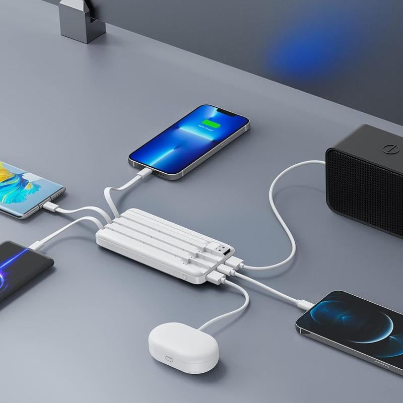 Charmast Ultra-Slim 10000Mah Portable Charger with Built-In Cables