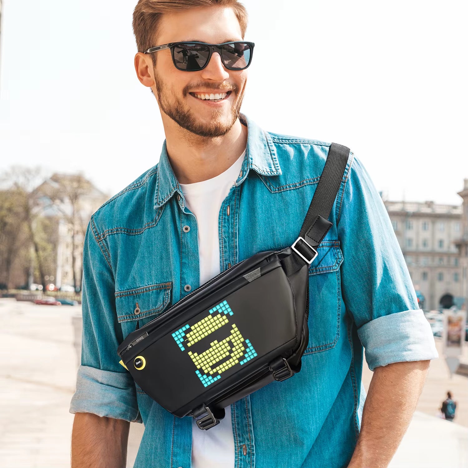Divoom Waterproof Sling Bag Customizable Pixel Art 