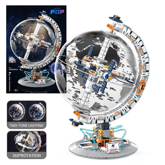 Globe Space Station Building Blocks,High Tech Construction Bricks Set 