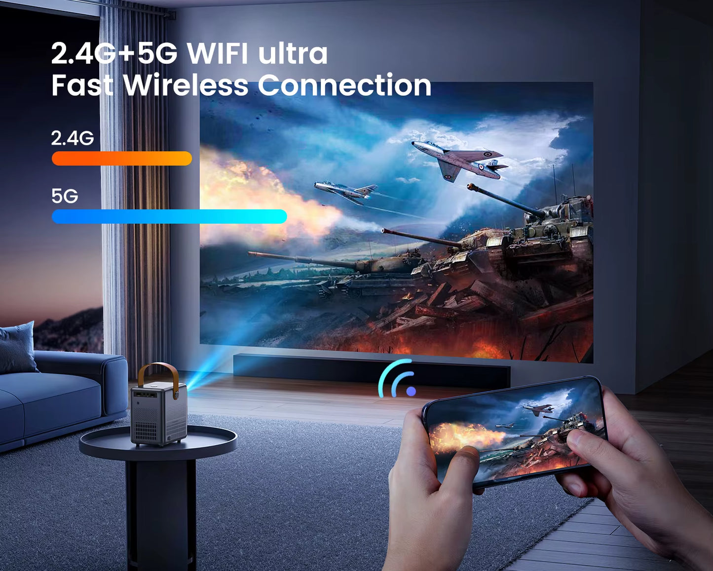 18000Lu 5G Wifi Bluetooth Theater Projector Support Full HD 1080P Display Home Cinema 