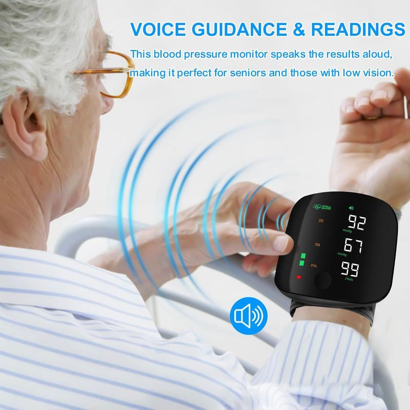 Wrist Blood Pressure Monitor, Rechargeable Monitor for Home Use with Digital Large Display