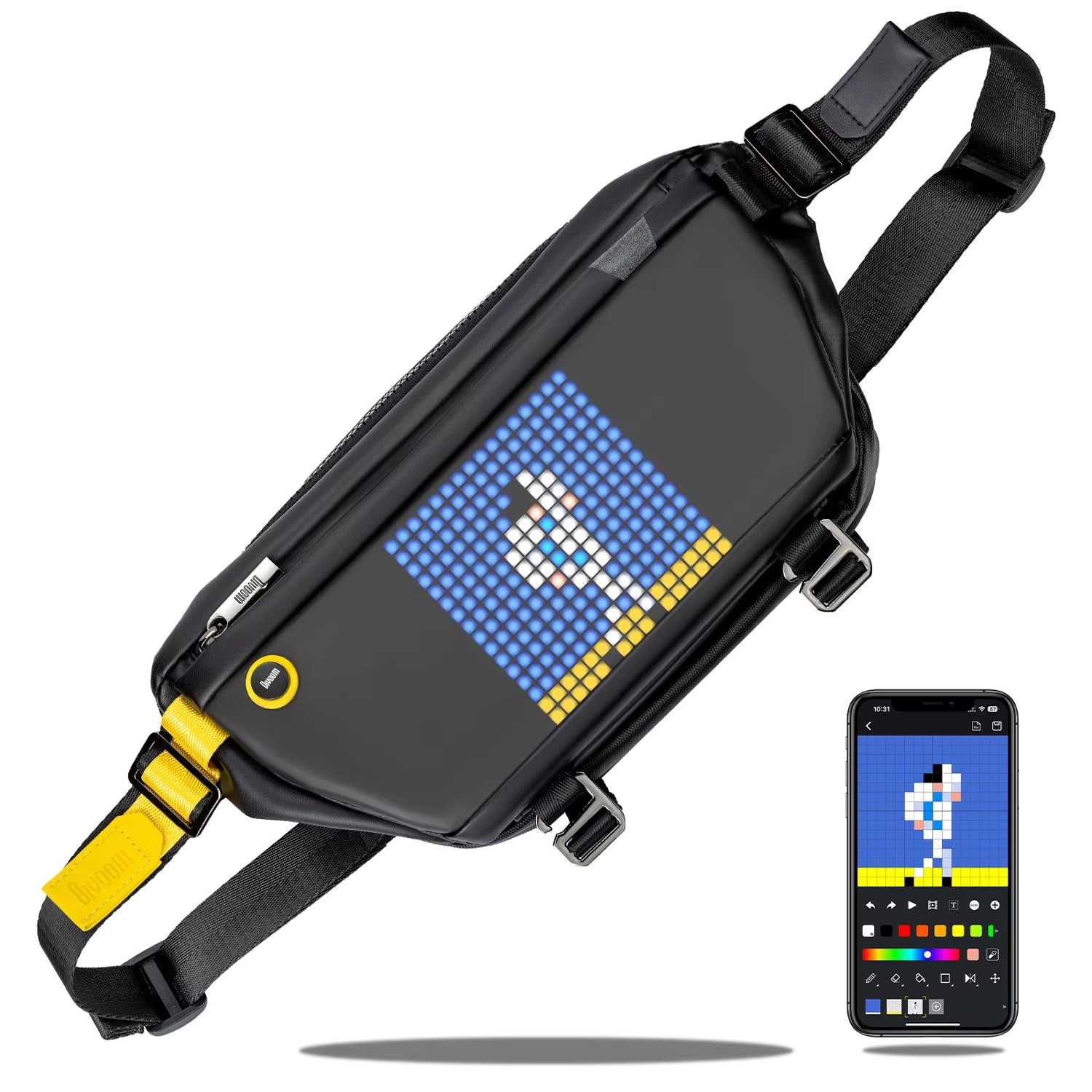 Divoom Waterproof Sling Bag Customizable Pixel Art 