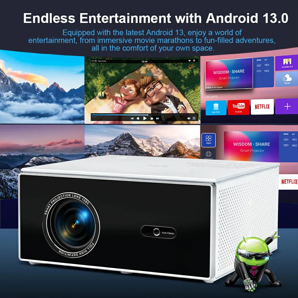 Portable Projector TDA7W Android 13 Wifi for 2K 4K Full HD 1080P 3D Projetor Home Cinema Video Beam Projector 2G 32G