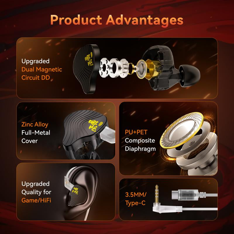 KBEAR Nezha-Nz02 Wired Gaming Earbuds