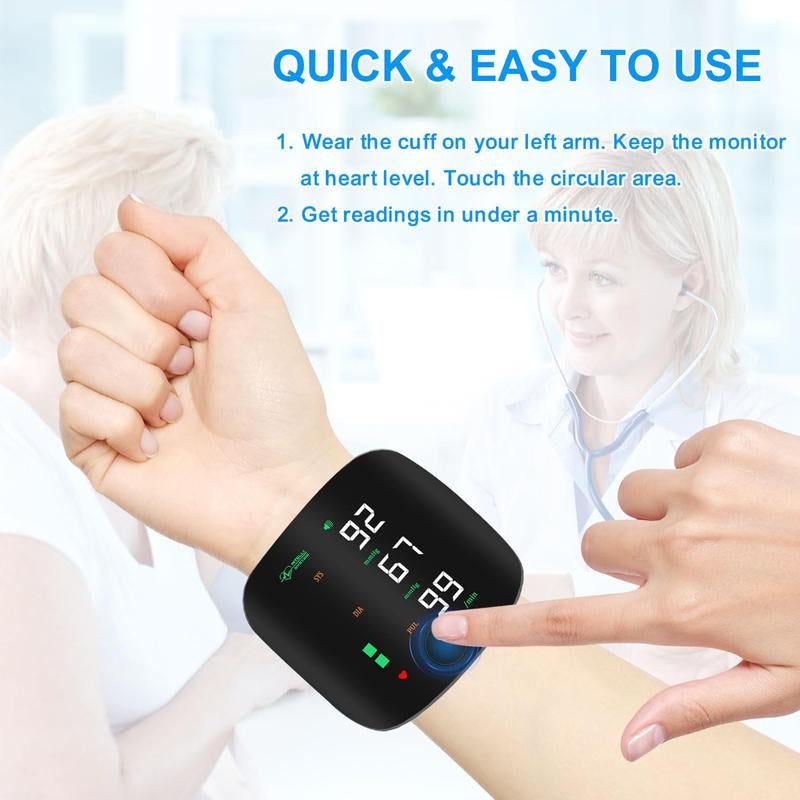 Wrist Blood Pressure Monitor, Rechargeable Monitor for Home Use with Digital Large Display
