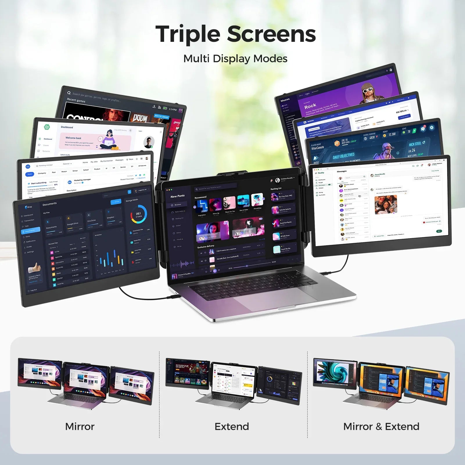 14 Inch Laptop Single/Dual Monitor Extender Display Type-C