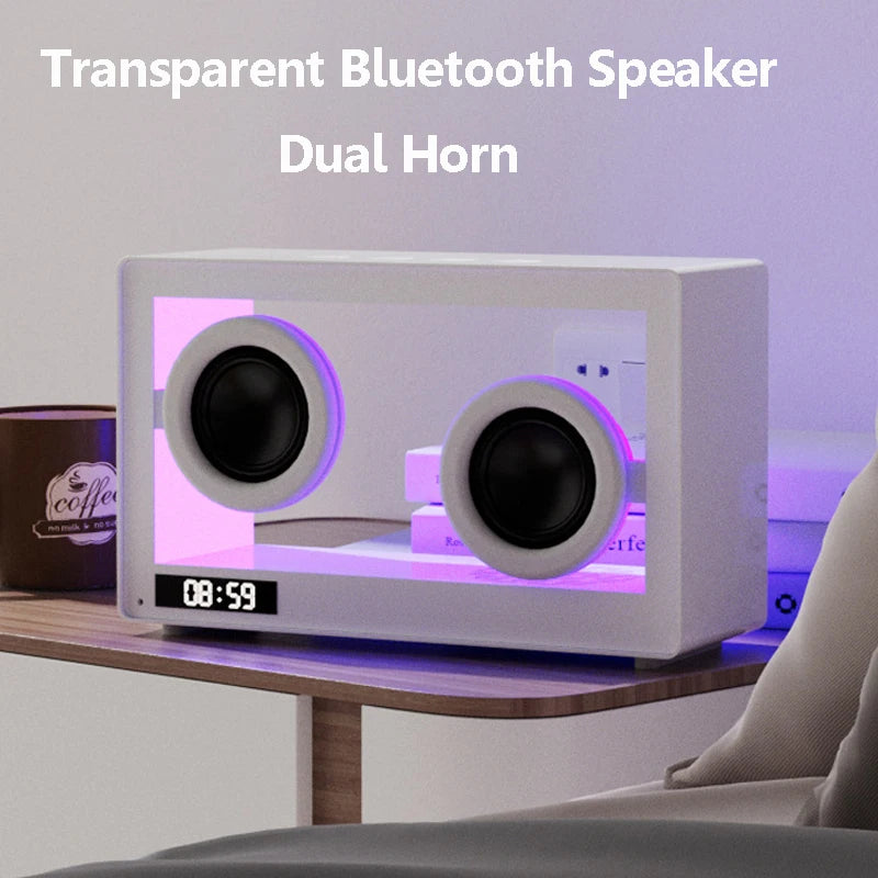 Vintage transparent Alarm Clock , Hifi Soundbar Wireless Bluetooth Speaker  