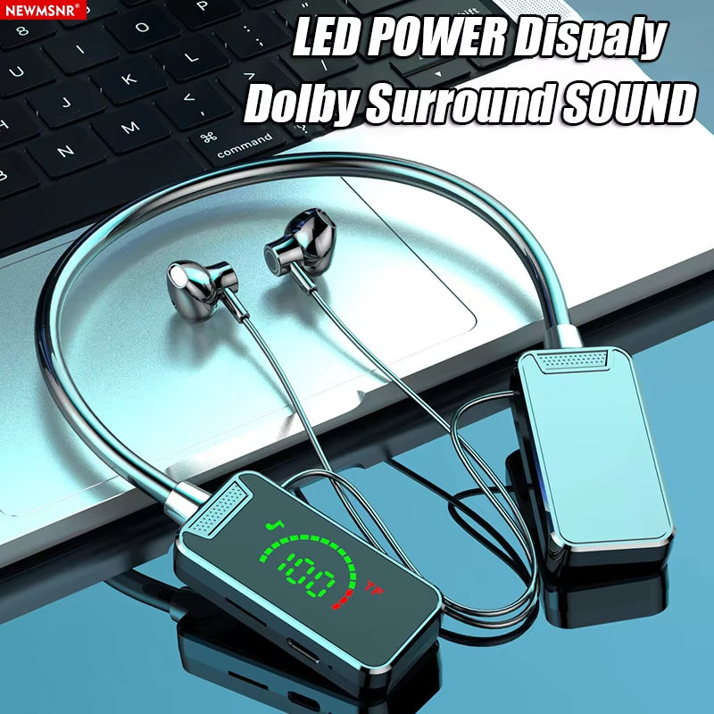 24H Play Time Stereo Sound Bluetooth Earphones LED Display Earbud Wireless Headphones Sports Waterproof Neckband Headset