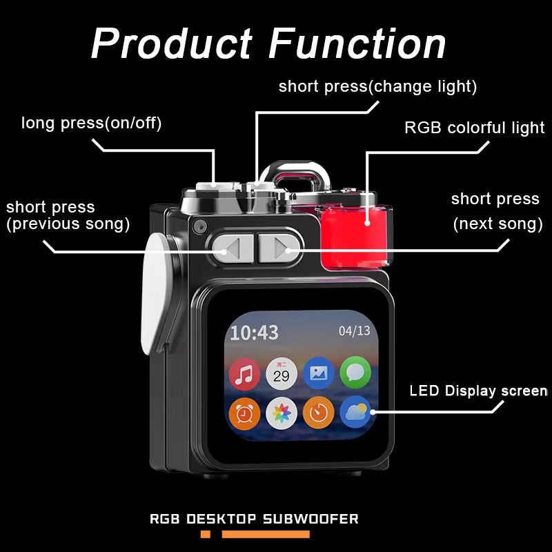 Multi input Metal Mechanical Speaker with LED Display 