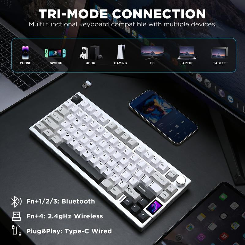 YUNZII AL80 Wireless Mechanical Keyboard, Full Aluminum CNC